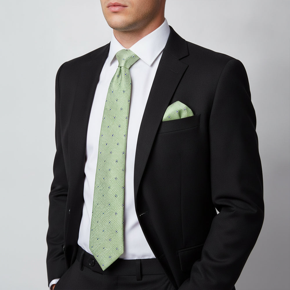 Green Petal Classic Men's Tie and Pocket Square Set