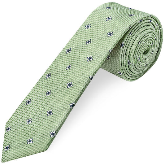 Green Petal Skinny Men's Tie and Pocket Square Set