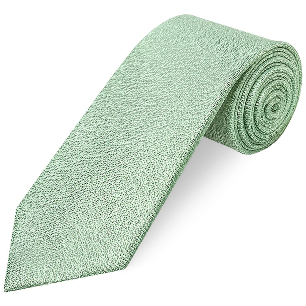 Plain Green Textured Silk Classic Mens Tie