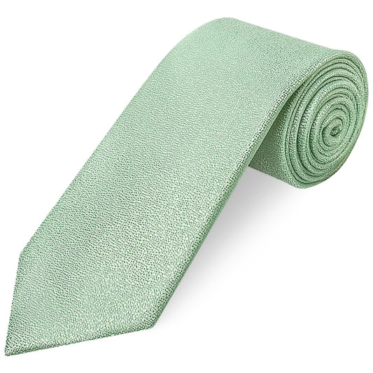 Plain Green Textured Silk Classic Mens Tie