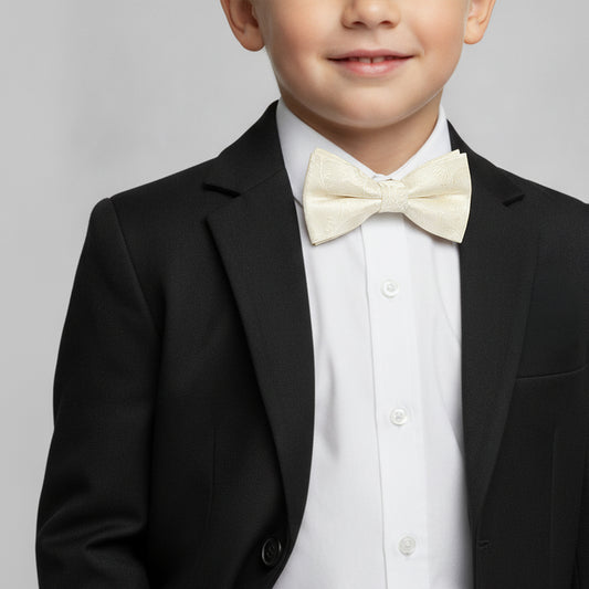 Pre Tied Ivory Floral Boys Bow Tie Age 4-7