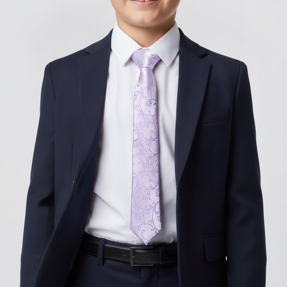 Lavender Floral Skinny Boys Tie
