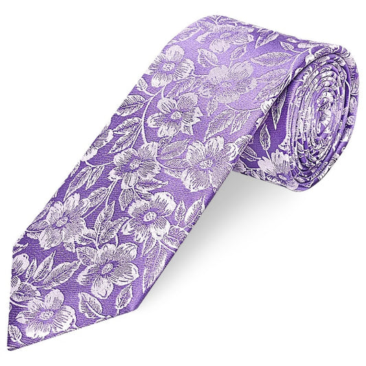 Mens Lavender Floral Silk Classic Tie