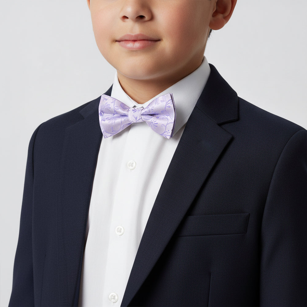 Pre Tied Lavender Floral Boys Bow Tie Age 8-11