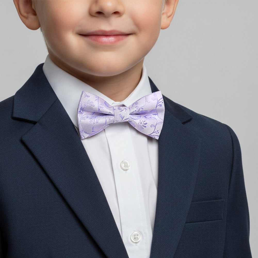 Pre Tied Lavender Floral Boys Bow Tie Age 4-7