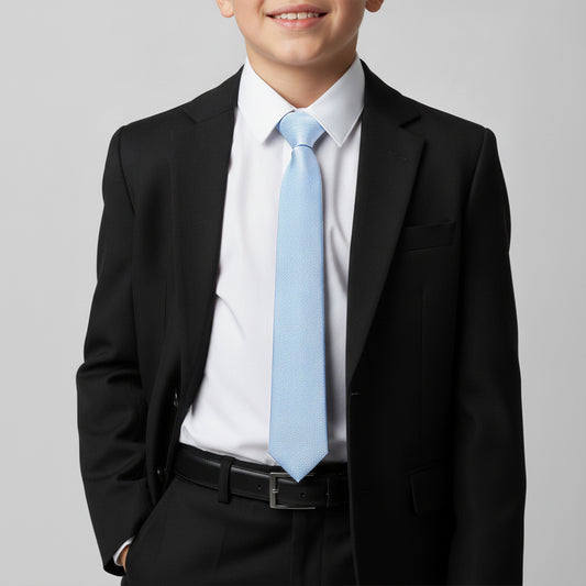 Plain Light Blue Silk Skinny Boys Tie