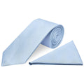 Plain Light Blue Silk Classic Mens Tie and Pocket Square Set
