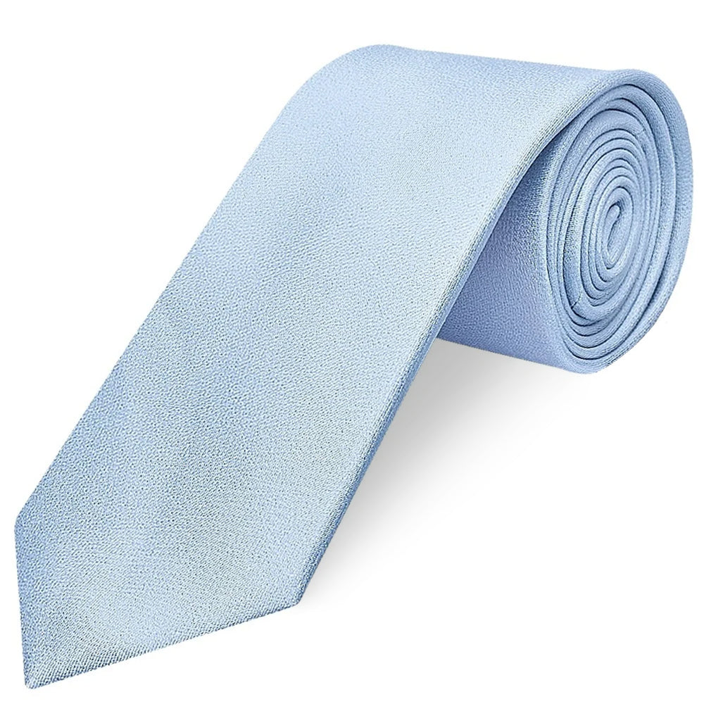 Plain Light Blue Silk Classic Mens Tie and Pocket Square Set