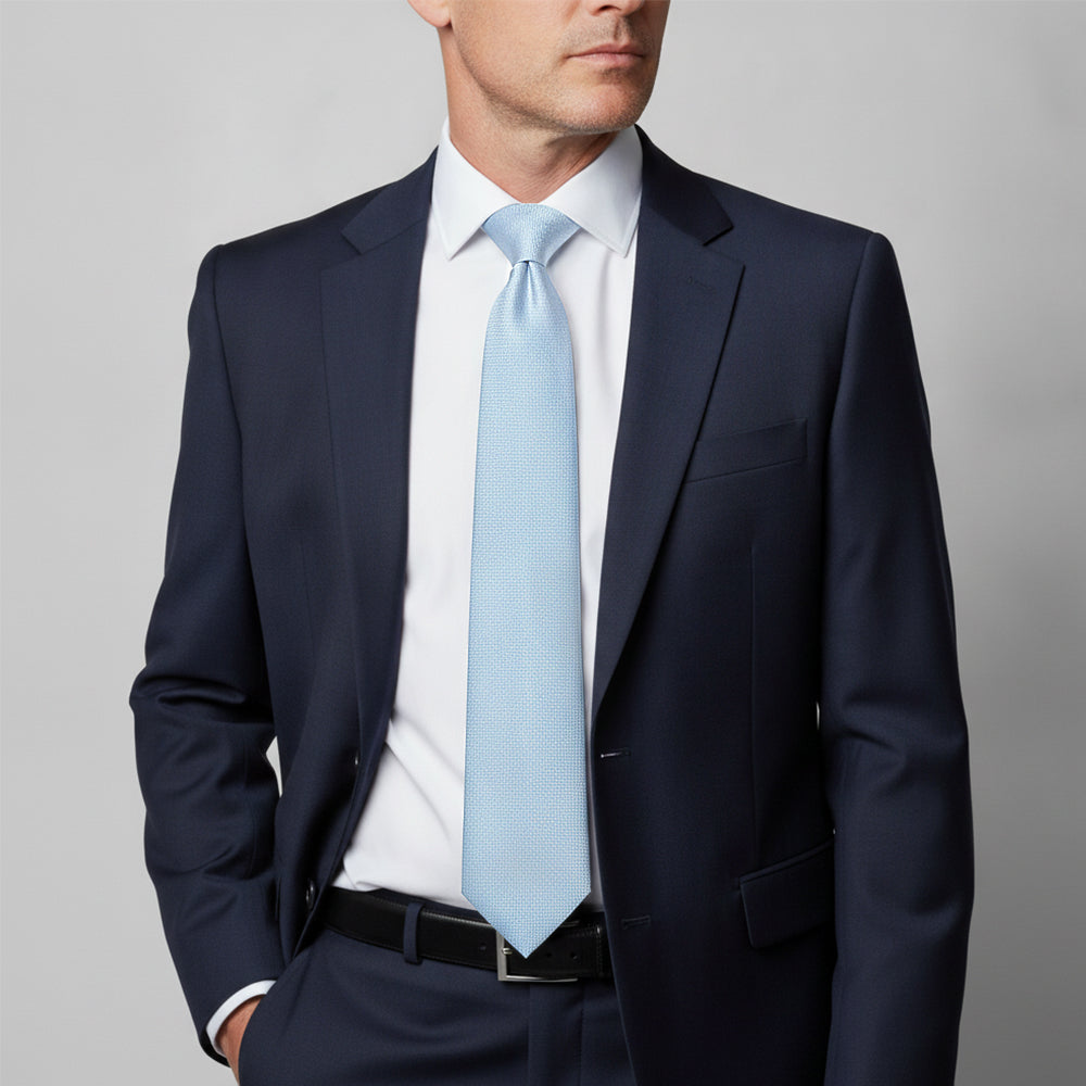 Plain Light Blue Silk Classic Mens Tie