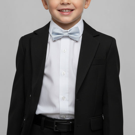 Pre Tied Light Blue Textured Silk Boys Bow Tie Age 4-7