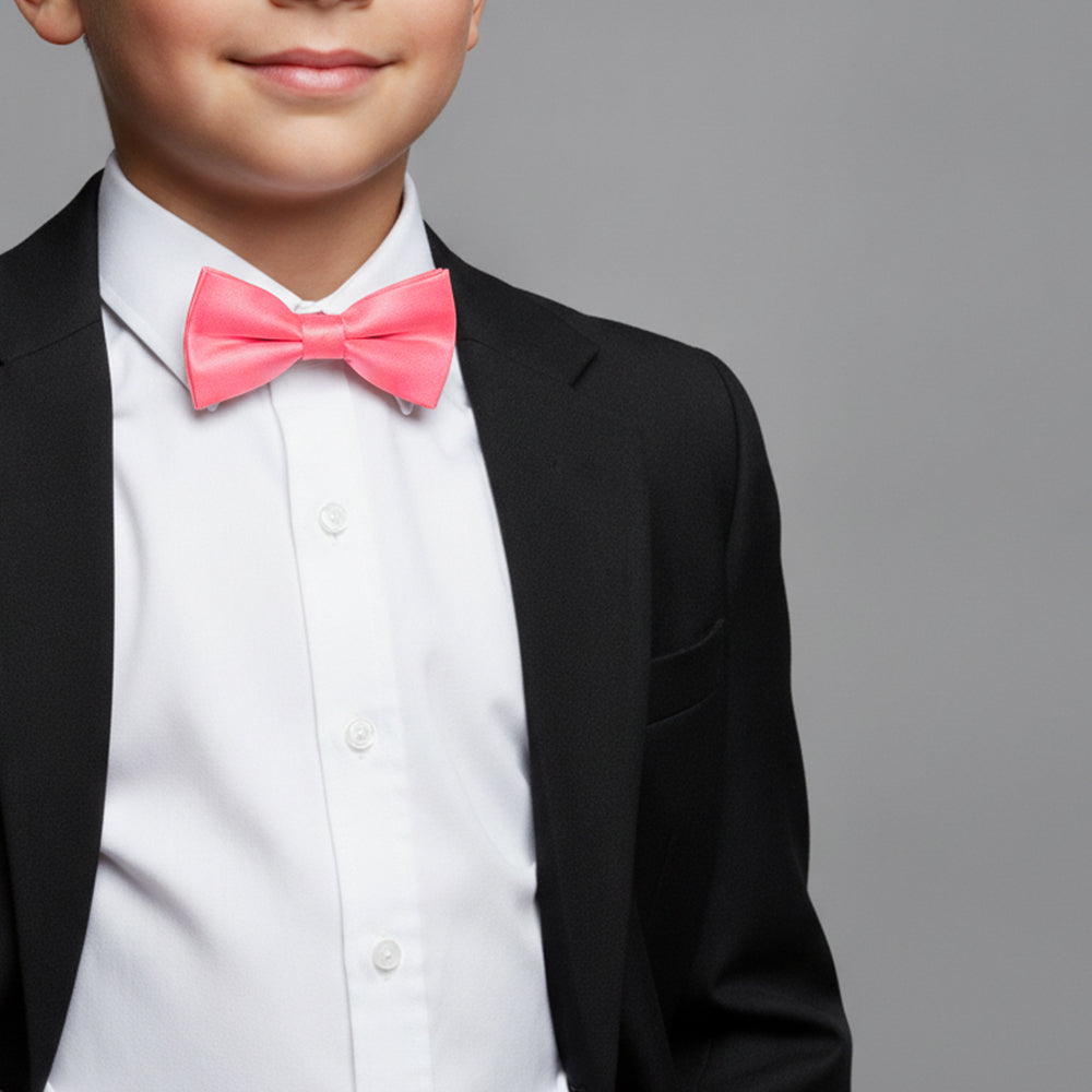 Pre Tied Light Coral Satin Boys Bow Tie Age 8-11