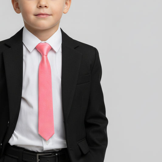 Pre Tied Light Coral Pink Satin Boys Tie Age 4-7