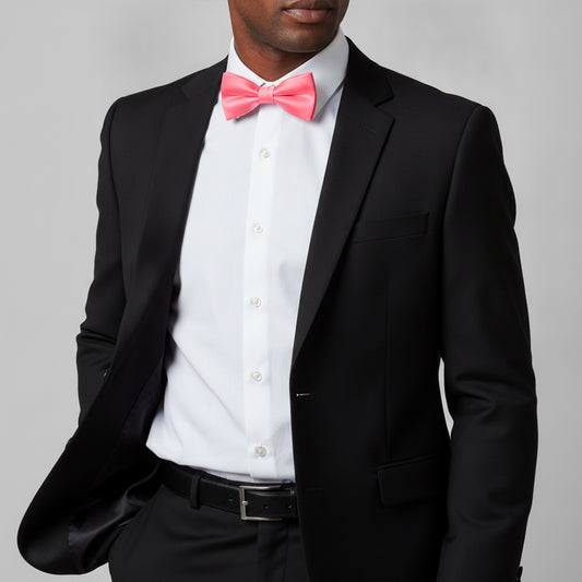 Plain Light Coral Pink Handmade Mens Bow Tie