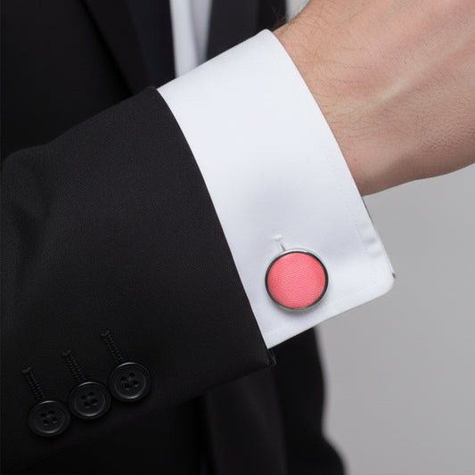 Plain Light Coral Pink Cufflinks