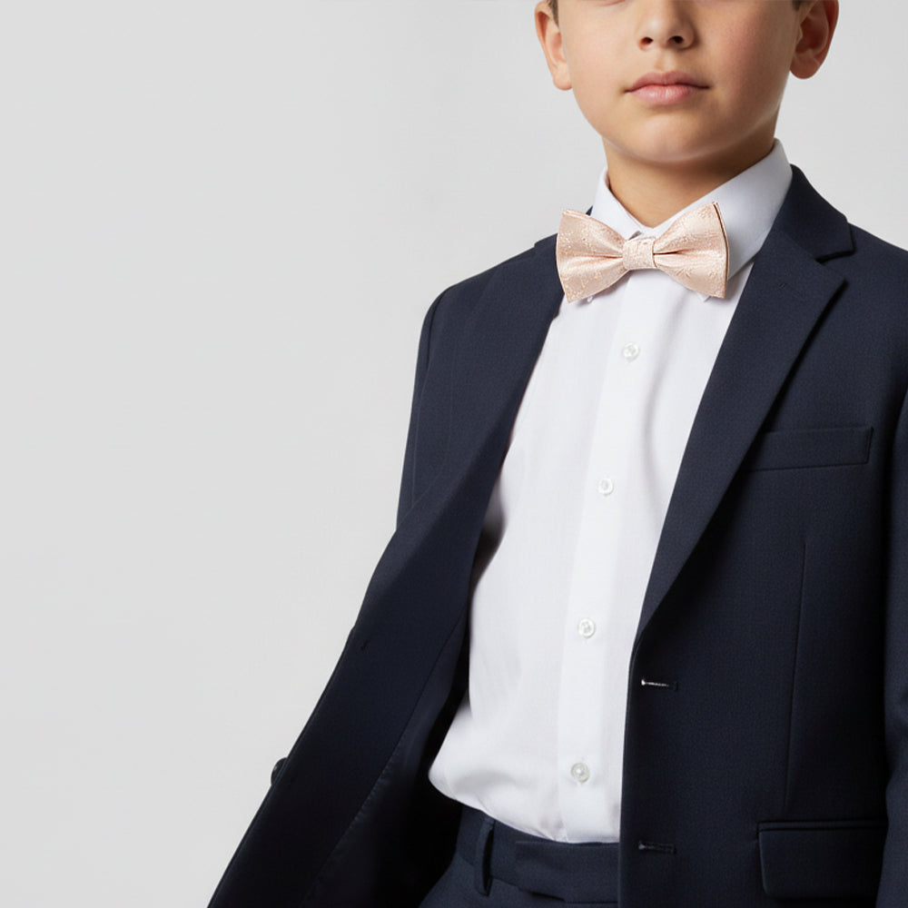 Pre Tied Light Peach Floral Boys Bow Tie Age 8-11