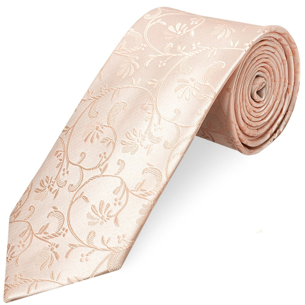 Light Peach Floral Classic Mens Tie
