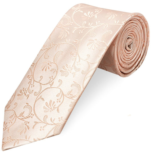 Light Peach Floral Classic Mens Tie