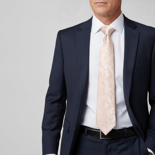 Light Peach Floral Classic Mens Tie