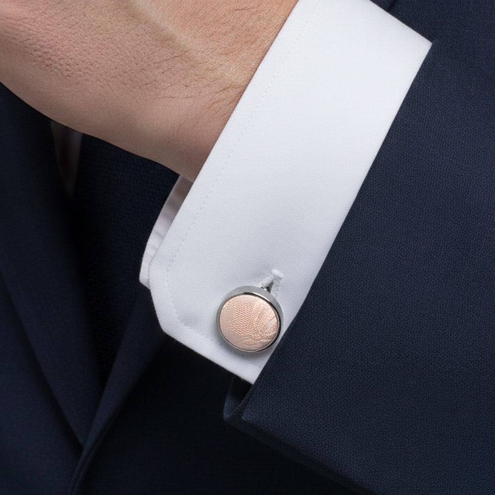 Light Peach Floral Cufflinks