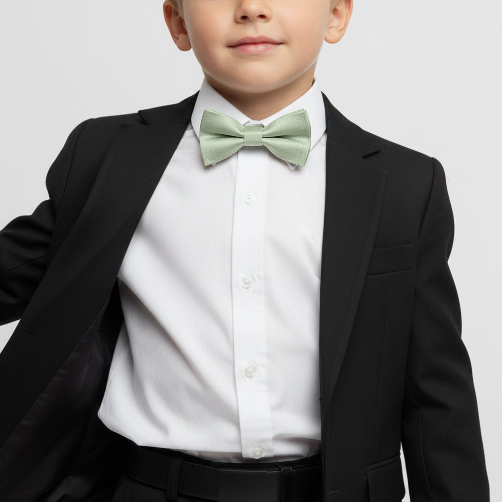 Pre Tied Light Sage Green Silk Boys Bow Tie Age 4-7