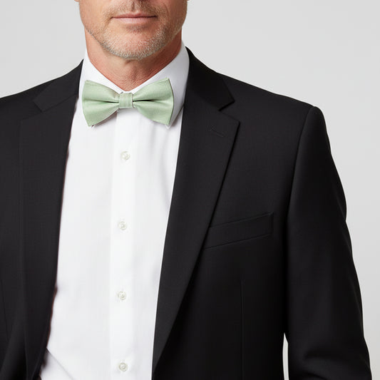 Plain Light Sage Green Silk Mens Bow Tie