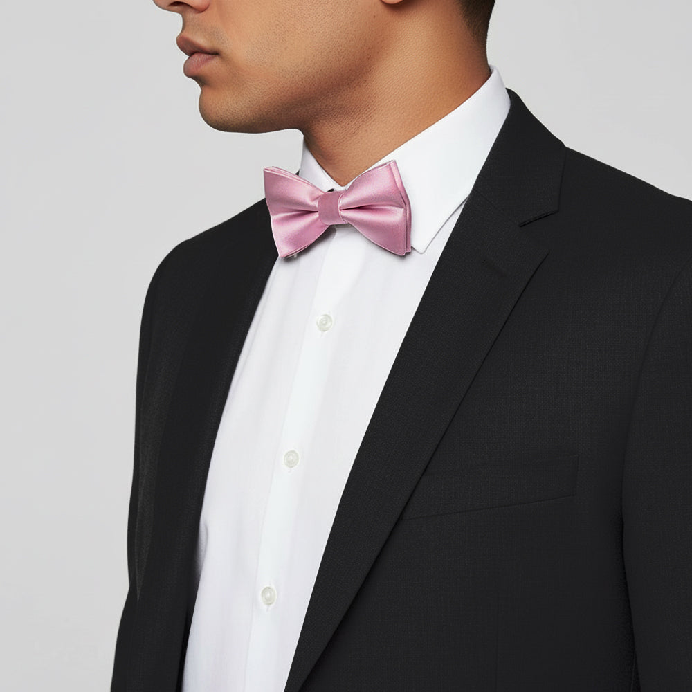 Plain Light Dusty Pink Handmade Mens Bow Tie