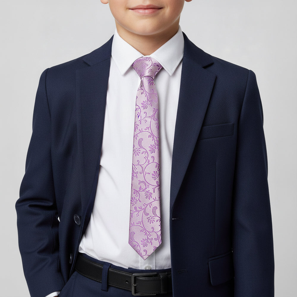 Lilac Floral Skinny Boys Tie