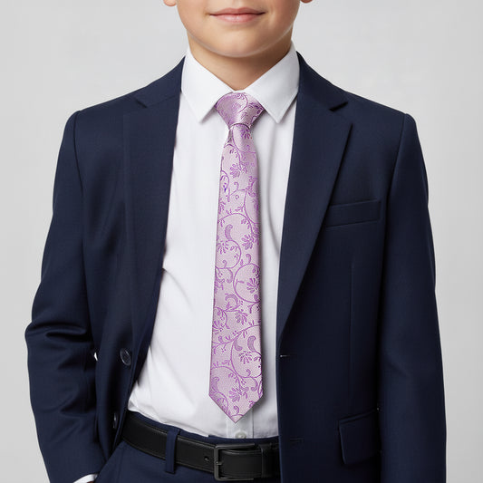 Lilac Floral Skinny Boys Tie