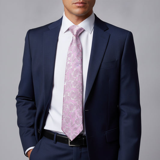 Mens Lilac Floral Silk Classic Tie