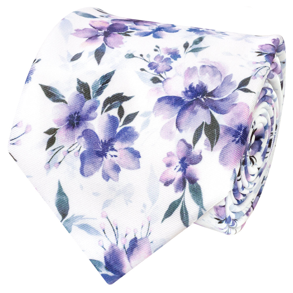 Mens Lilac Large Floral Classic Tie
