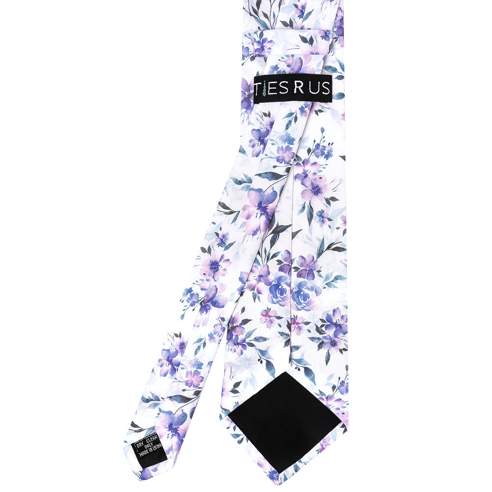 Mens Lilac Large Floral Classic Tie and Pocket Square Set