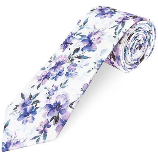 Mens Lilac Large Floral Classic Tie