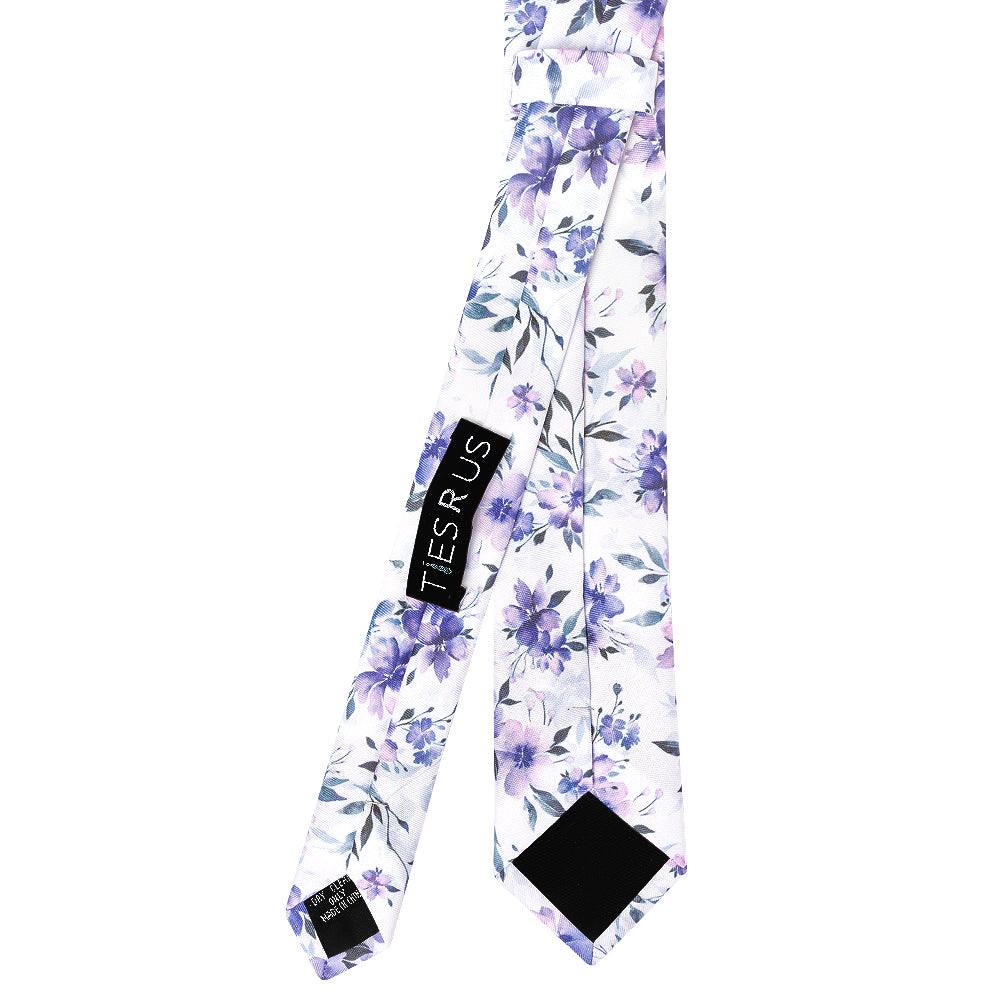 Mens Lilac Large Floral Skinny Tie