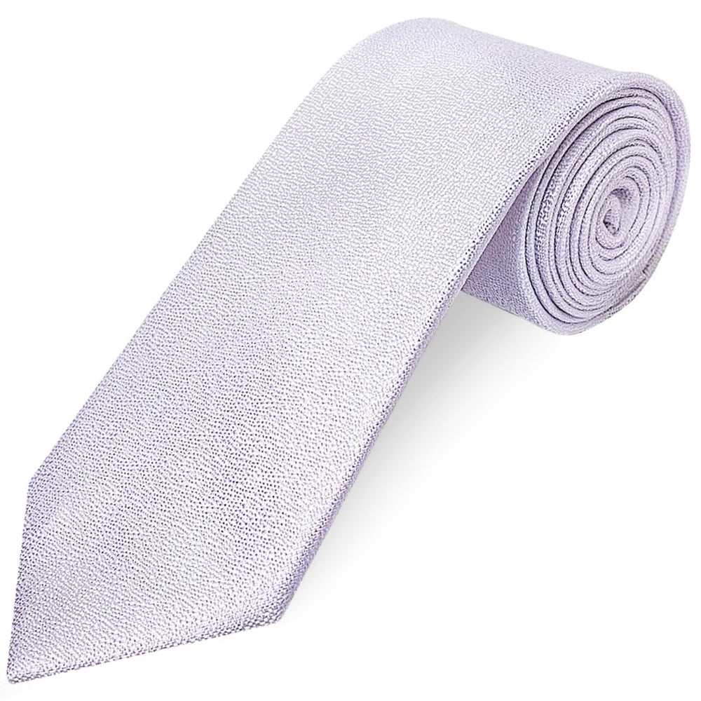 Plain Lilac Textured Silk Classic Mens Tie and Pocket Square Set