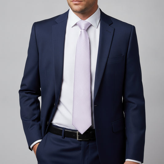 Plain Lilac Textured Silk Classic Mens Tie