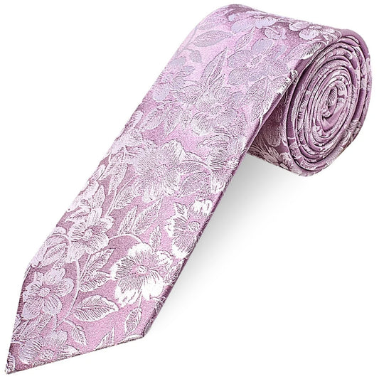 Mens Lilac Floral Silk Classic Tie