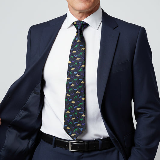 Navy Dinosaur Mens Classic Tie