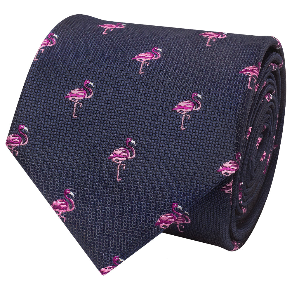 Navy Flamingo Mens Classic Tie
