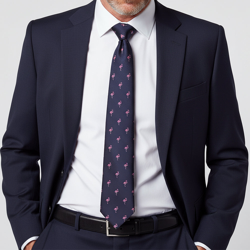 Navy Flamingo Mens Classic Tie