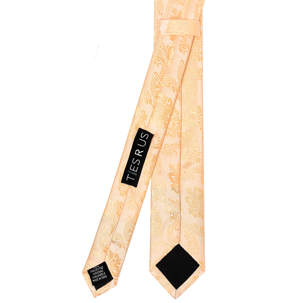 Peach Paisley Skinny Mens Tie