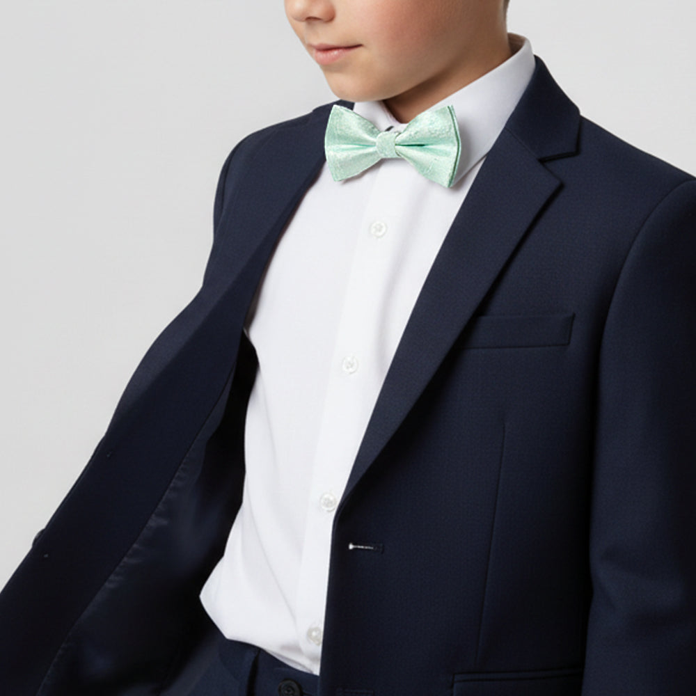 Pre Tied Mint Green Floral Boys Bow Tie Age 8-11