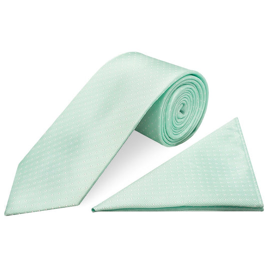 Mint Polka Dot Classic Men's Tie and Pocket Square Set