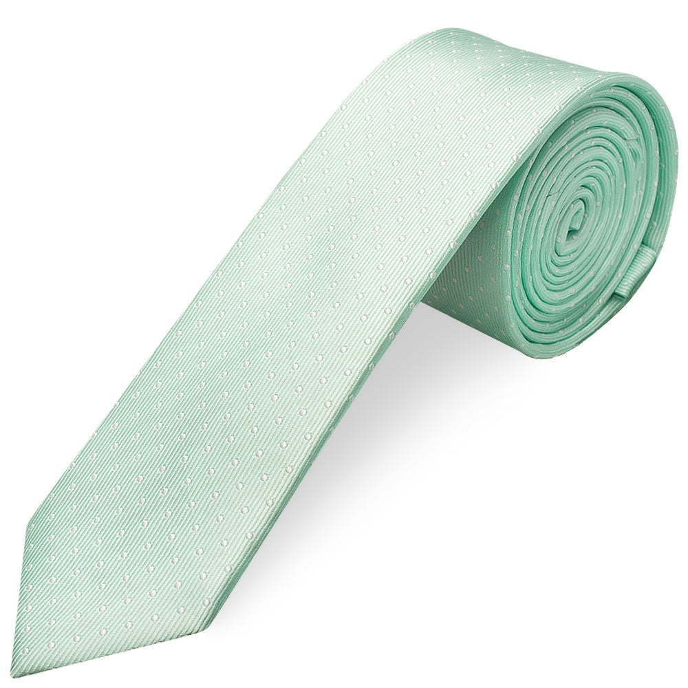 Mint Polka Dot Skinny Boys Tie and Pocket Square Set