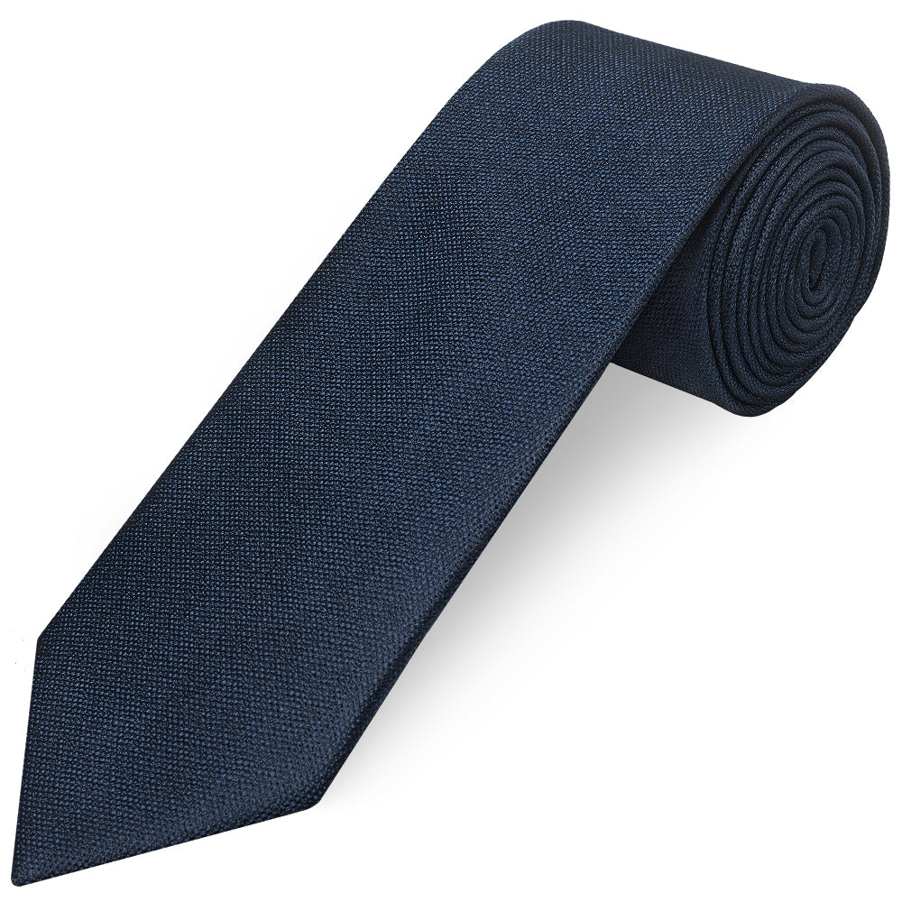 Classic Navy Mens Tie with Pocket Square and Lapel Pin Set