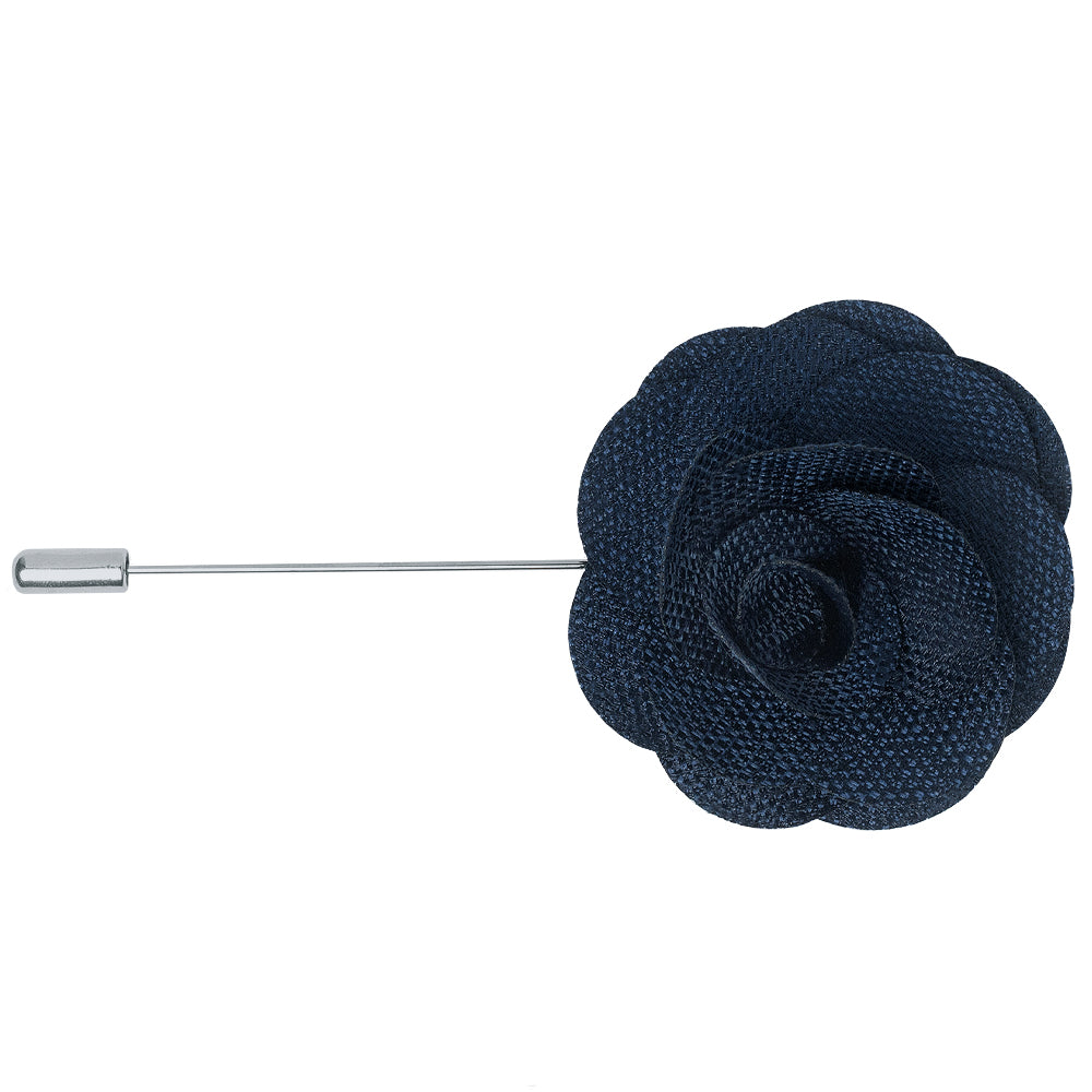 Classic Navy Mens Tie with Pocket Square and Lapel Pin Set