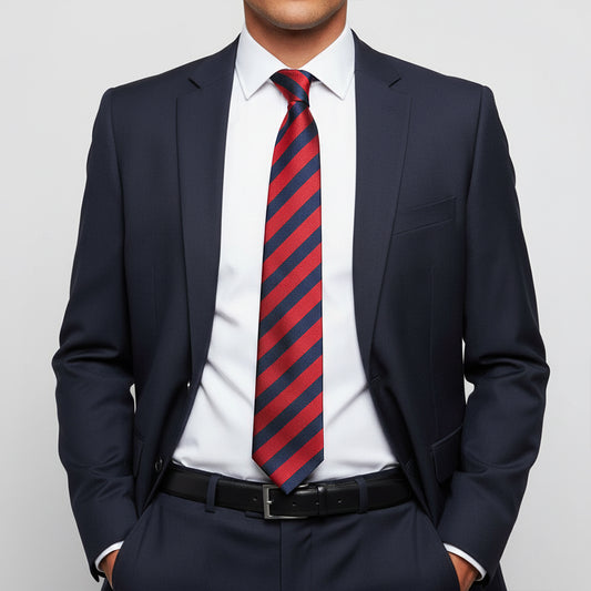 Navy and Red Striped Classic Mens Tie