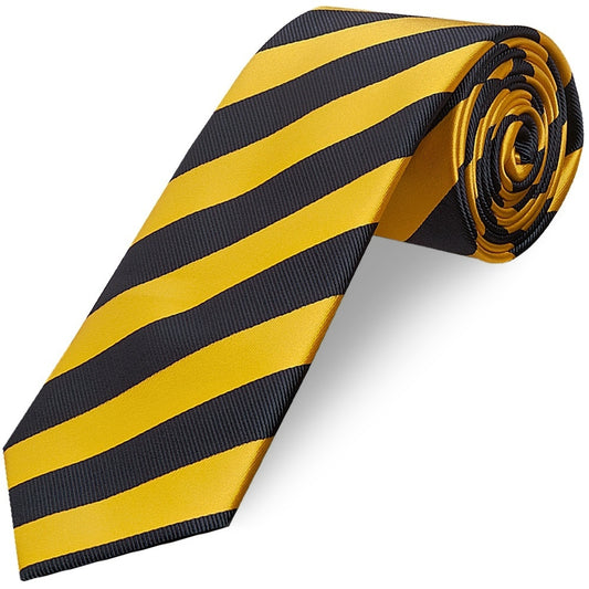 Navy and Yellow Striped Classic Mens Tie