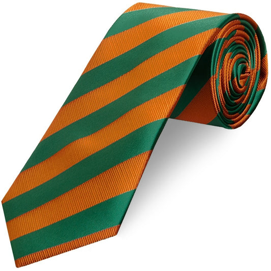 Orange and Green Striped Classic Mens Tie