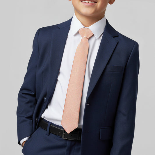 Plain Pale Peach Silk Skinny Boys Tie