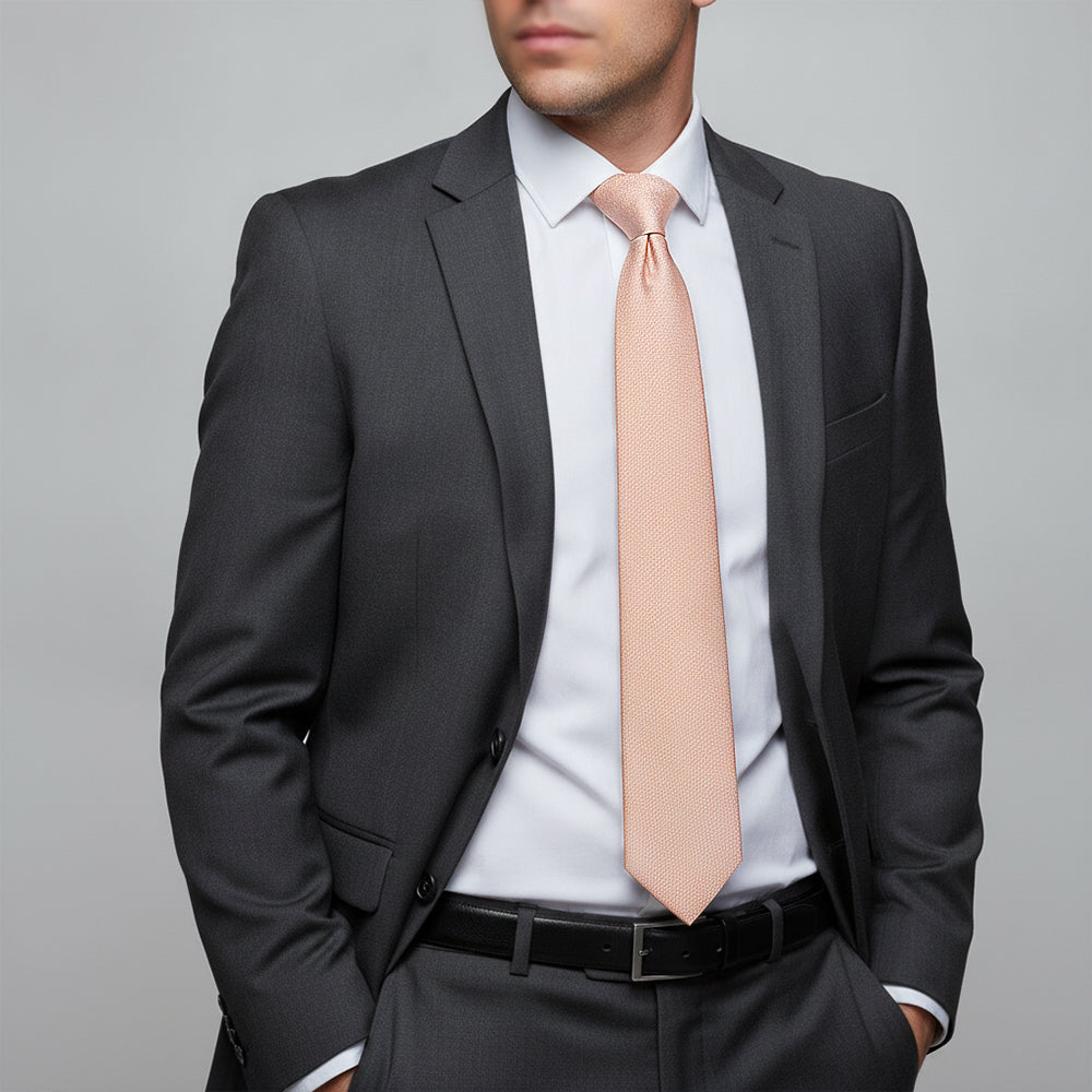 Plain Pale Peach Silk Classic Mens Tie